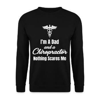 I am a father and chiropractor. Nothing power - Unisex Sweatshirt - black - Front - Alina (178cm) & Michal (187cm)