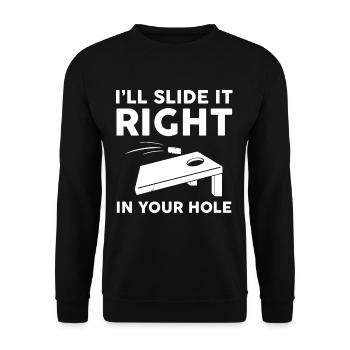 Ich Schiebe Es Direkt In Dein Loch. Lustiges - Unisex Pullover - Schwarz - Vorne - Alina (178cm) & Michal (187cm)