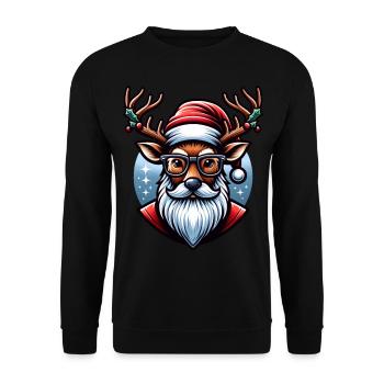Renne Vintage Noël - Sweat-shirt Unisexe - noir - Devant - Alina (178cm) & Michal (187cm)