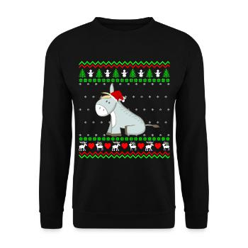 Süßer Esel Maultier Ugly Christmas Geschenk - Unisex Pullover - Schwarz - Vorne - Alina (178cm) & Michal (187cm)