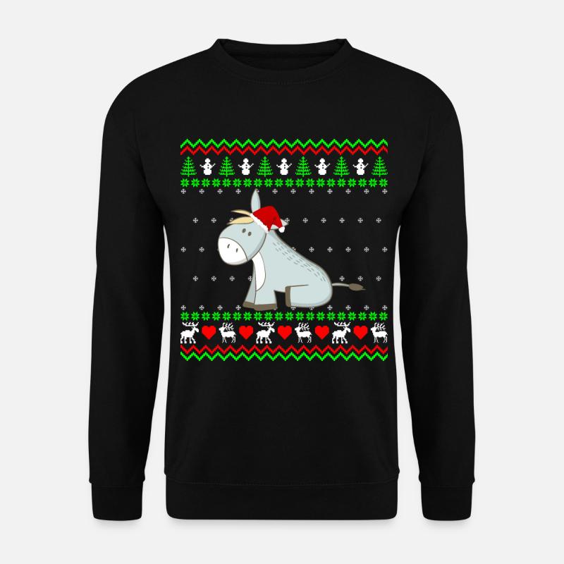 Süßer Esel Maultier Ugly Christmas Geschenk - Unisex Pullover - Schwarz