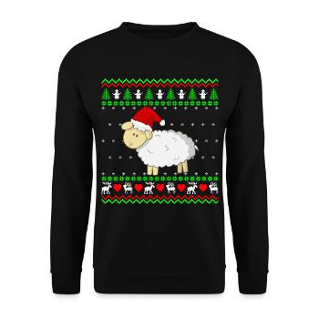 Süßer Schaf Kalb Weihnacht Ugly Christmas Geschenk - Unisex Pullover - Schwarz - Vorne - Alina (178cm) & Michal (187cm)