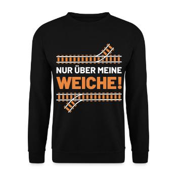 Nur über meine Weiche Eisenbahn Spruch Gleisbauer - Unisex Pullover - Schwarz - Vorne - Alina (178cm) & Michal (187cm)