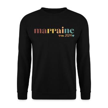 Marraine en 2024 cadeau pour marraine 2024 - Sweat-shirt Unisexe - noir - Devant - Alina (178cm) & Michal (187cm)