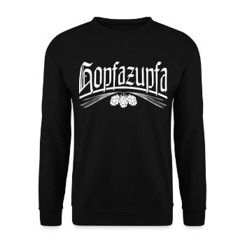 Hopfazupfa Hopfenzupfer Bayrisch Holledau - Unisex Pullover - Schwarz - Vorne - Alina (178cm) & Michal (187cm)