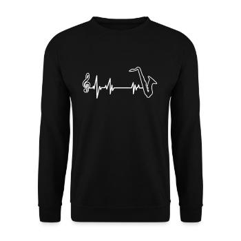 Saxophone ECG saxophone saxophone rythme cardiaque musique - Sweat-shirt Unisexe - noir - Devant - Alina (178cm) & Michal (187cm)