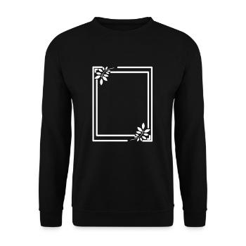 Cadre blanc avec des feuilles de la ligne de décoration - Sweat-shirt Unisexe - noir - Devant - Alina (178cm) & Michal (187cm)