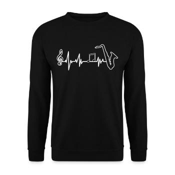 Saxophone EKG saxophone joueur de ligne de cœur - Sweat-shirt Unisexe - noir - Devant - Alina (178cm) & Michal (187cm)