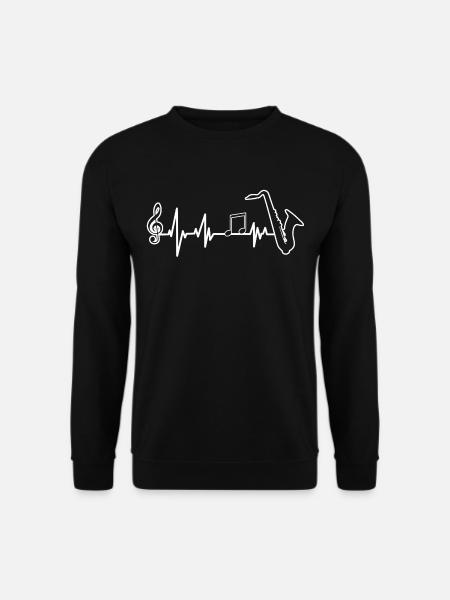 Saxophon EKG Saxofon Herzlinie Spieler - Unisex Pullover - Schwarz