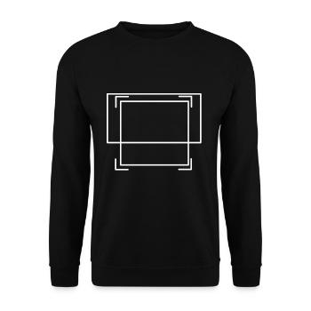 Ein weißer Rahmen mit Linien Striche - Unisex Pullover - Schwarz - Vorne - Alina (178cm) & Michal (187cm)
