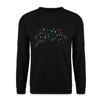 Bunte Sterne Sternenhimmel Deko Geschenk - Unisex Pullover - Schwarz - Vorne - Alina (178cm) & Michal (187cm)