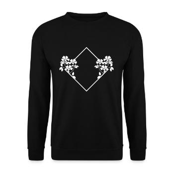 Dreieck Rahmen mit Blumen Deko Gestalten - Unisex Pullover - Schwarz - Vorne - Alina (178cm) & Michal (187cm)