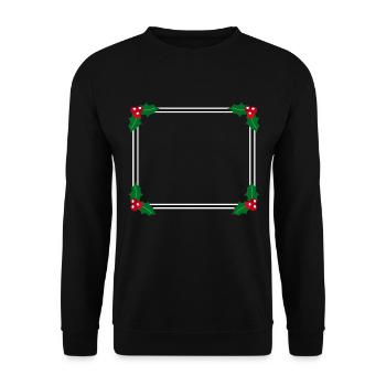 Frame with holly Winter Christmas - Unisex Sweatshirt - black - Front - Alina (178cm) & Michal (187cm)