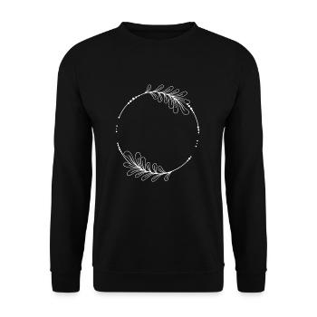 Cadre circulaire blanc avec feuilles - Sweat-shirt Unisexe - noir - Devant - Alina (178cm) & Michal (187cm)
