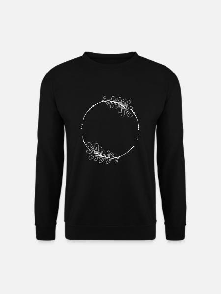 White circle frame with leaves - Unisex Sweatshirt - black