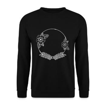 White Flowers Tendrils Corner Ornaments Frame - Unisex Sweatshirt - black - Front - Alina (178cm) & Michal (187cm)
