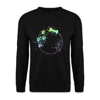 Hunde Rahmen Hundepfote Farbflecken - Unisex Pullover - Schwarz - Vorne - Alina (178cm) & Michal (187cm)