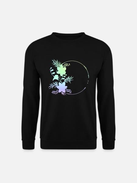 Circular frame flowers ornaments - Unisex Sweatshirt - black