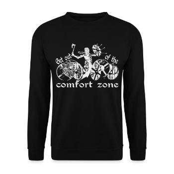 Get out of the comfort zone Wikinger Schildwall - Unisex Pullover - Schwarz - Vorne - Alina (178cm) & Michal (187cm)
