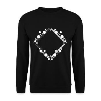 White frame with floral pattern decoration - Unisex Sweatshirt - black - Front - Alina (178cm) & Michal (187cm)