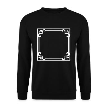 Quadratischer Rahmen mit Ornamenten Deko - Unisex Pullover - Schwarz - Vorne - Alina (178cm) & Michal (187cm)