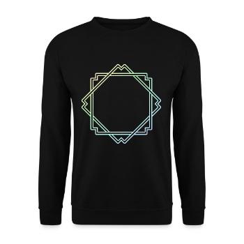 Bunter Quadratischer Rahmen Deko - Unisex Pullover - Schwarz - Vorne - Alina (178cm) & Michal (187cm)