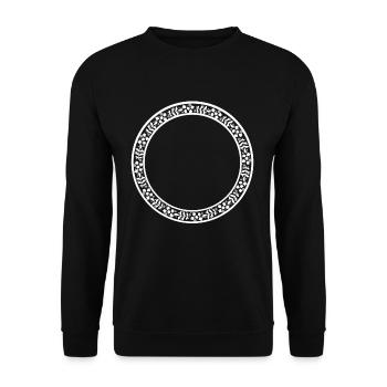 Weiß Runder Rahmen mit Blumen Deko Kreis - Unisex Pullover - Schwarz - Vorne - Alina (178cm) & Michal (187cm)