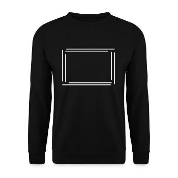Rechteckiger Rahmen mit weißen Linien - Unisex Pullover - Schwarz - Vorne - Alina (178cm) & Michal (187cm)