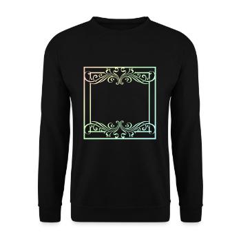 Bunte Ornamente im Rahmen Linie Strich - Unisex Pullover - Schwarz - Vorne - Alina (178cm) & Michal (187cm)