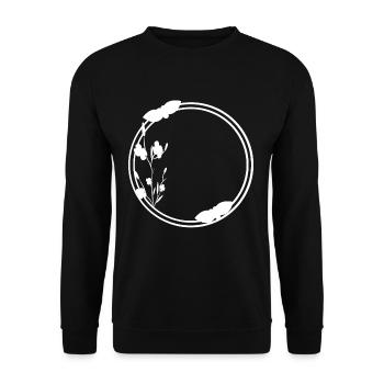 Spring Frame Circle in White Flowers - Unisex Sweatshirt - black - Front - Alina (178cm) & Michal (187cm)