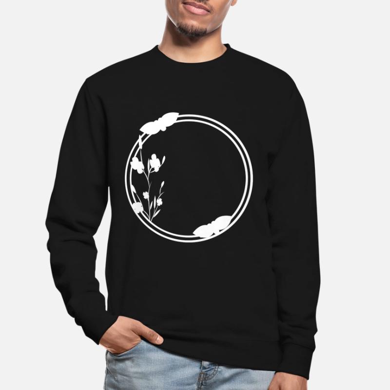 Spring Frame Circle in White Flowers Unisex Sweatshirt