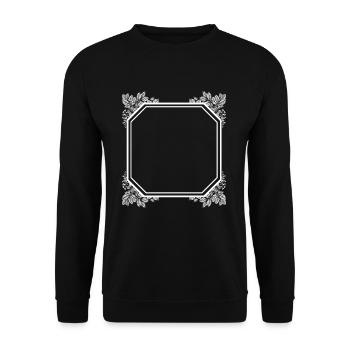 Cooler Quadratischer Rahmen mit Blätter - Unisex Pullover - Schwarz - Vorne - Alina (178cm) & Michal (187cm)