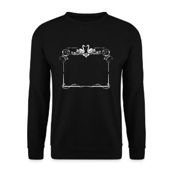 Eleganter Schwan Rahmen mit Verzierungen - Unisex Pullover - Schwarz - Vorne - Alina (178cm) & Michal (187cm)