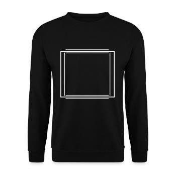 Lignes blanches Décoration de cadre carré - Sweat-shirt Unisexe - noir - Devant - Alina (178cm) & Michal (187cm)