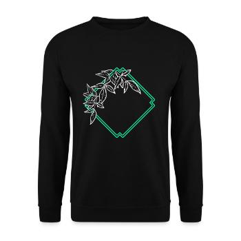 Natur Rahmen Quadrat Blatt Verzierung - Unisex Pullover - Schwarz - Vorne - Alina (178cm) & Michal (187cm)