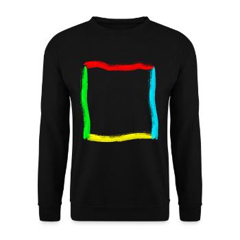 Rahmen für Kinder mit bunte Strichen - Unisex Pullover - Schwarz - Vorne - Alina (178cm) & Michal (187cm)