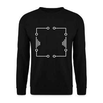 White Futuristic Frame Lines Stroke - Unisex Sweatshirt - black - Front - Alina (178cm) & Michal (187cm)