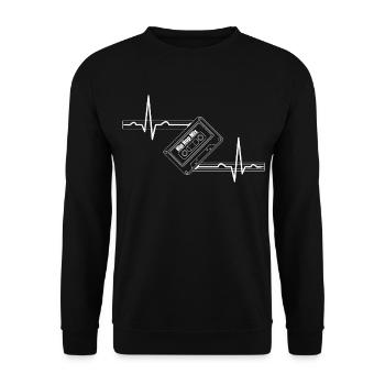 Kassette Herzschlag HipHop Mix Retro Vintage - Unisex Pullover - Schwarz - Vorne - Alina (178cm) & Michal (187cm)