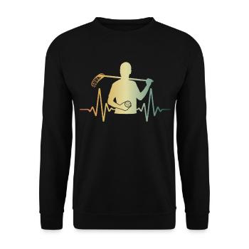 Herzschlag Feldhockey Floorball Hockey - Unisex Pullover - Schwarz - Vorne - Alina (178cm) & Michal (187cm)