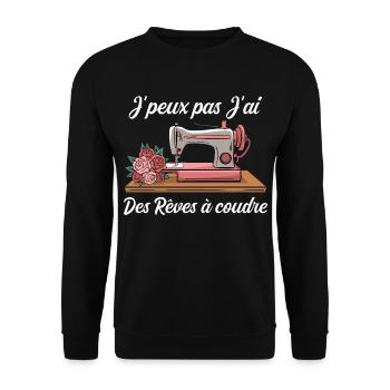 I can't I have dreams to sew humor - Unisex Sweatshirt - black - Front - Alina (178cm) & Michal (187cm)