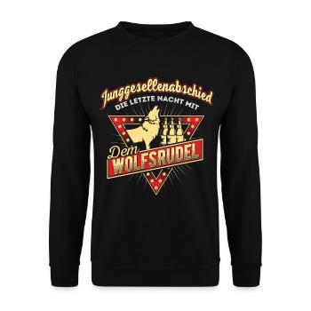 Junggesellenabschied Wolf JGA - Unisex Pullover - Schwarz - Vorne - Alina (178cm) & Michal (187cm)