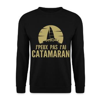 Ich kann keinen Katamaran haben! Katamaran Geschenkidee - Unisex Pullover - Schwarz - Vorne - Alina (178cm) & Michal (187cm)