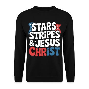 Amerikanischer Gläubiger Christ July 4th Jesus - Unisex Pullover - Schwarz - Vorne - Alina (178cm) & Michal (187cm)