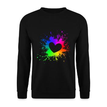 LGBT Splash Herz CSD Gay Pride Regenbogen - Unisex Pullover - Schwarz - Vorne - Alina (178cm) & Michal (187cm)