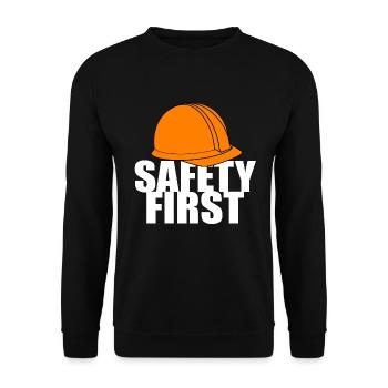 Safety First Sicherheit zuerst Schutzhelm Schützen - Unisex Pullover - Schwarz - Vorne - Alina (178cm) & Michal (187cm)
