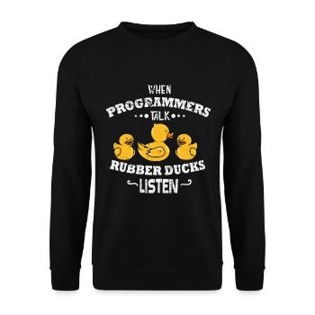 When programmers talk, the others have to listen - Unisex Sweatshirt - black - Front - Alina (178cm) & Michal (187cm)