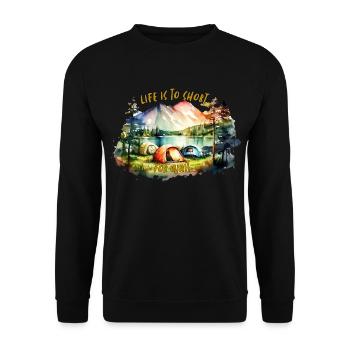 Zelten Life is too short for wait... - Unisex Sweatshirt - black - Front - Alina (178cm) & Michal (187cm)