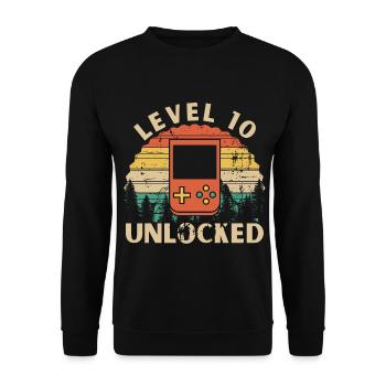 Level 10 Unlocked - Unisex Sweatshirt - black - Front - Alina (178cm) & Michal (187cm)