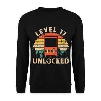 Level 17 Unlocked - Unisex Sweatshirt - black - Front - Alina (178cm) & Michal (187cm)