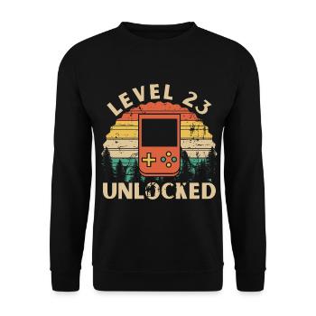 Level 23 Unlocked - Unisex Sweatshirt - black - Front - Alina (178cm) & Michal (187cm)